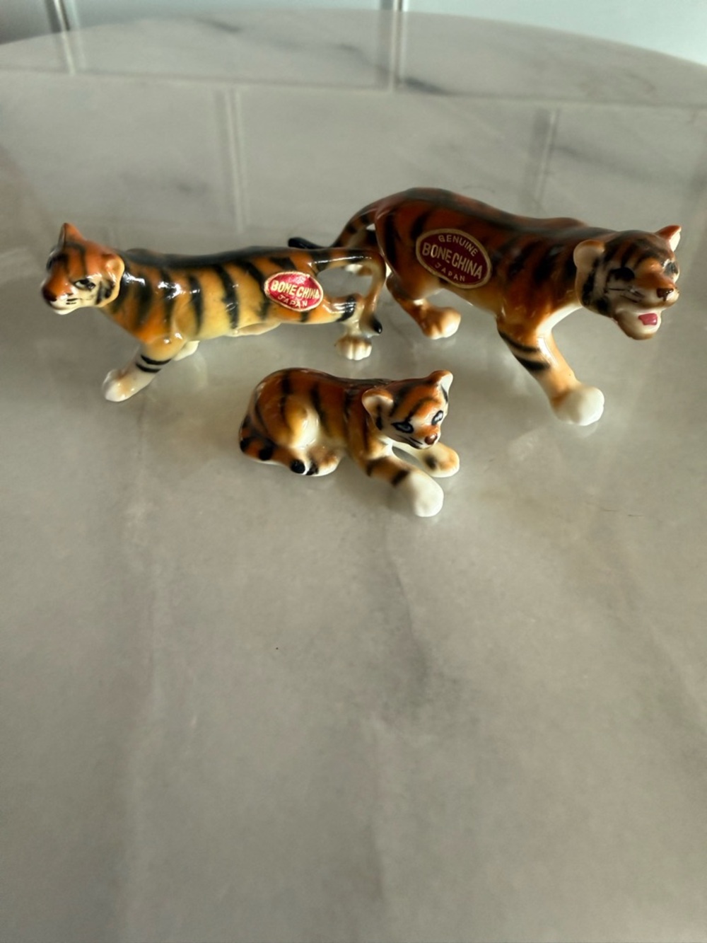 Bone China Tiger Cat Figurine Trio Set